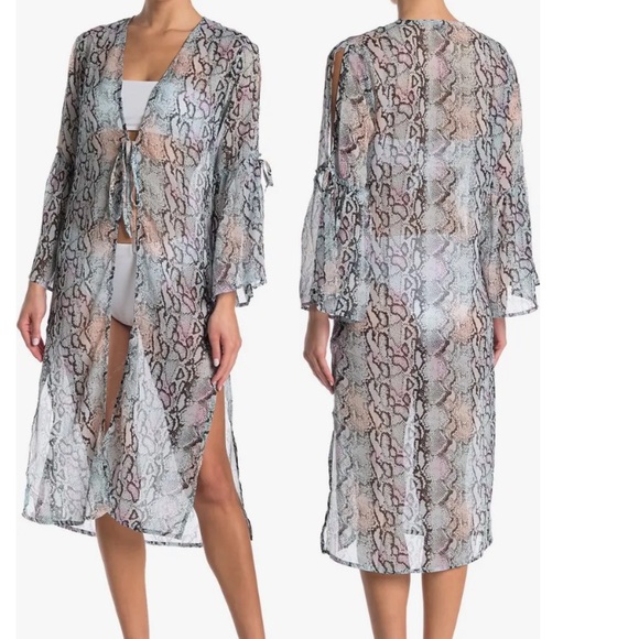 Kendall & Kylie Other - NWT [Kendall + Kylie] Duster or Swim Snakeprint Cover-Up Women's Size Large